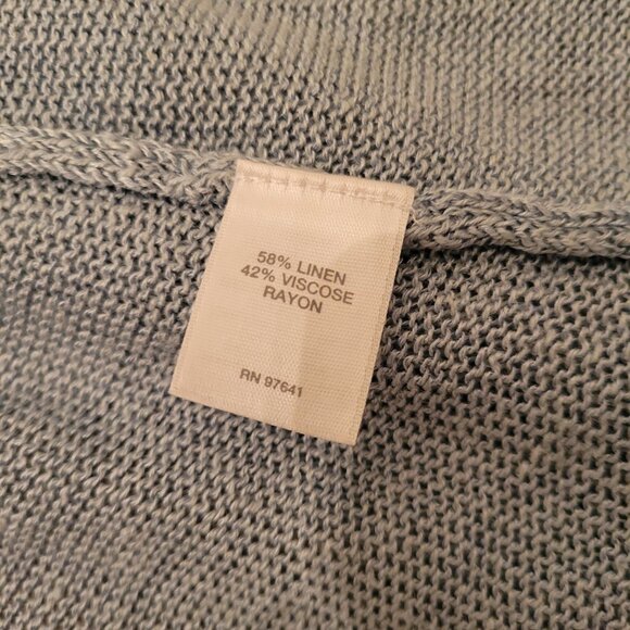 J. Jill Linen Blend Semi Sheer Open Front Long Cardigan Sweater Sz Medium - Picture 5 of 9